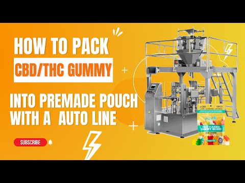 How to Pack Gummy Into Premade Pouch Counting Packing Bagging Machine Line Auto Weighing