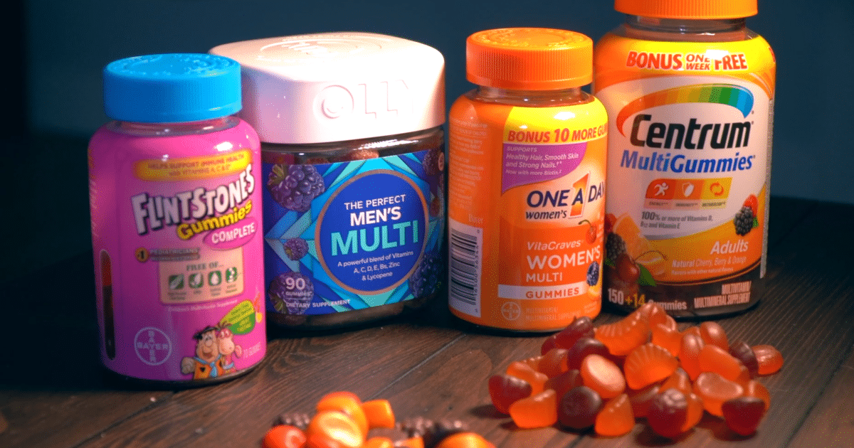 Assorted gummy vitamins and additives