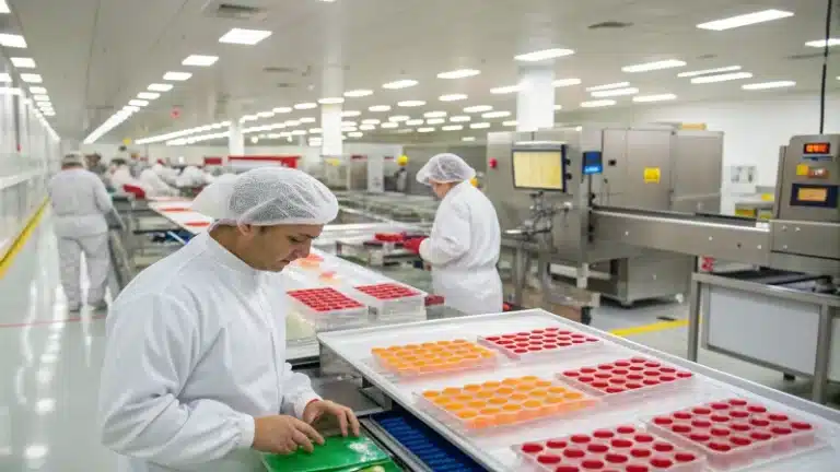 Operators working in a gummy manufacturing facility