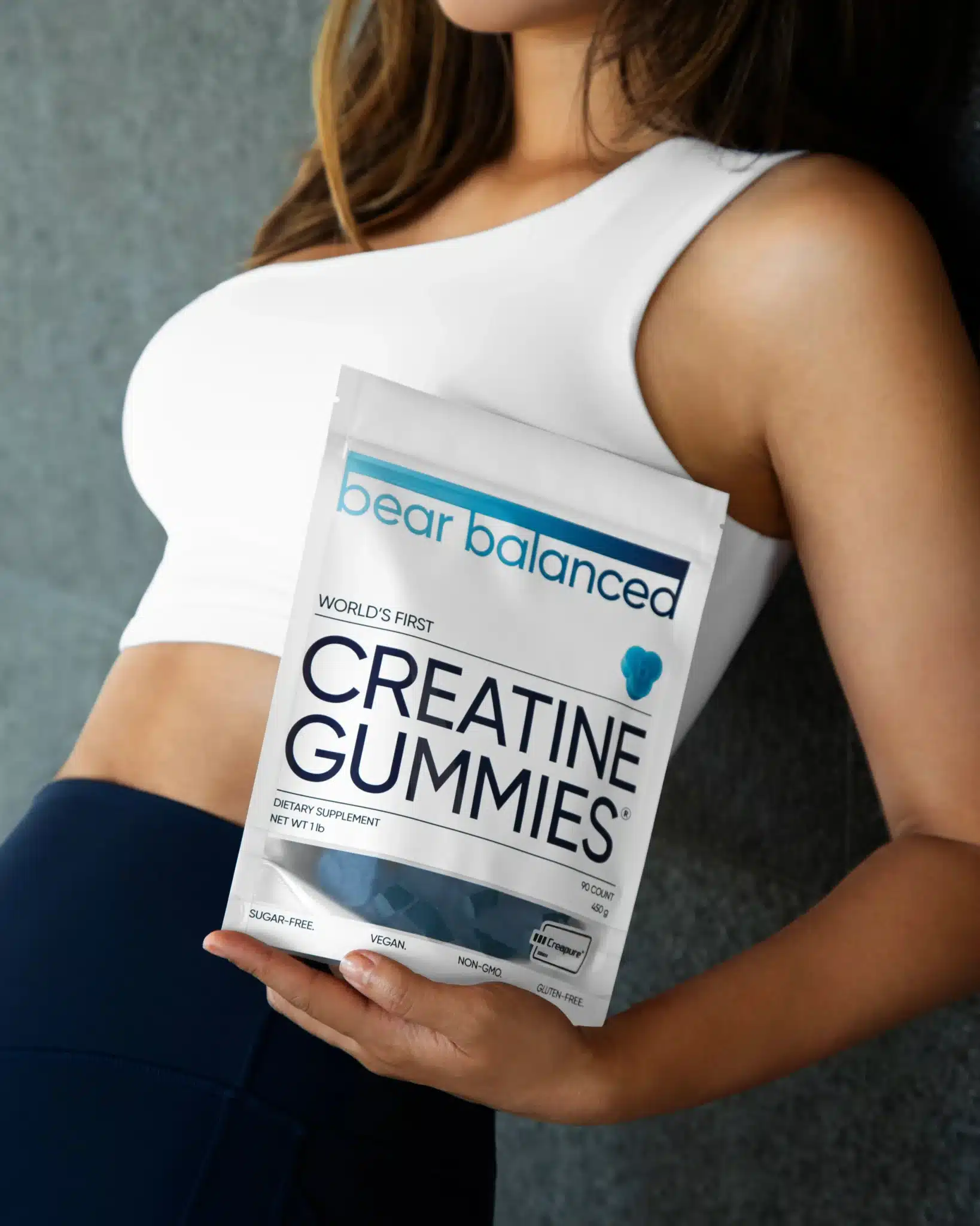 Close-up of creatine gummies