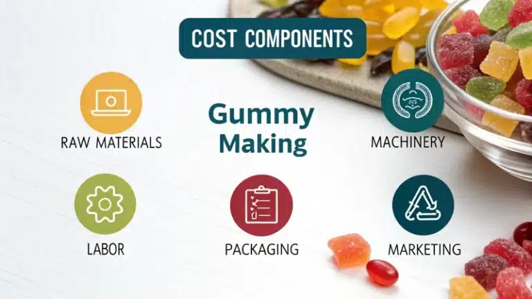 Infographic on gummy making business costs