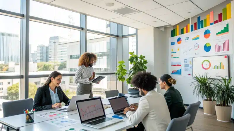 Diverse professionals in a modern conference room